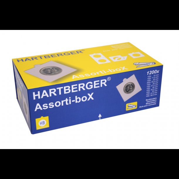  Hartberger mntholdere, boks m/ 1200, til hftning, format 50x50mm, Dansk mix, 818325
