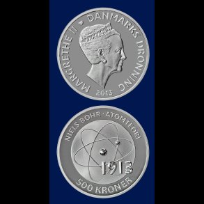 2013, 500 kroner, Niels Bohr, Videnskabs-serien, s�lvm�nt, 