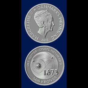2013, 500 kroner, Ole R�mer, Videnskabs-serien, s�lvm�nt, 