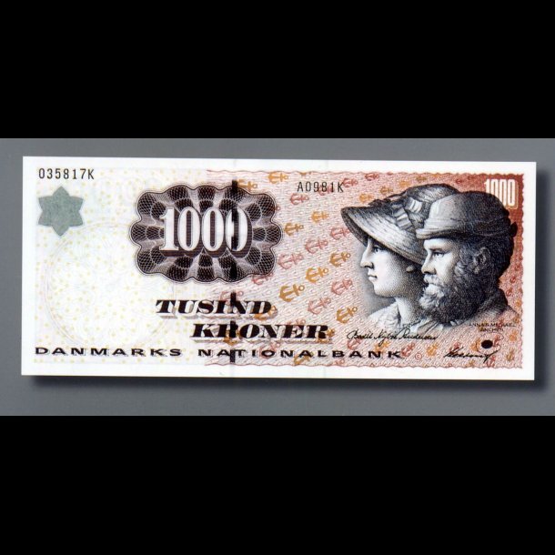 1998, 1000 kroner, seddel, A0-serie, 0 / 01,
