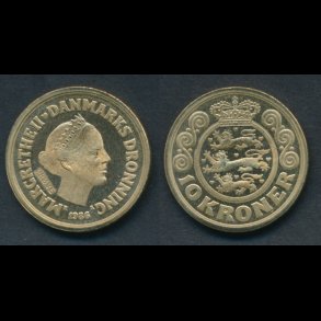 GP 36, prvemnt 1986, 10 kroner, M, lys patina, NEDSAT fra 700,-kr,