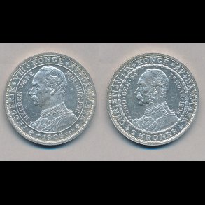 1906, 2 kroner, Tronskifte Christian IX til Frederik VIII, 1+