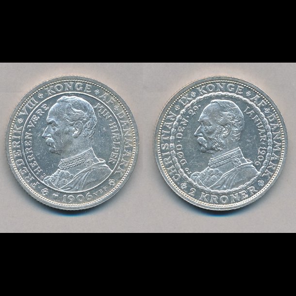 1906, 2 kroner, Tronskifte Christian IX til Frederik VIII, 1+