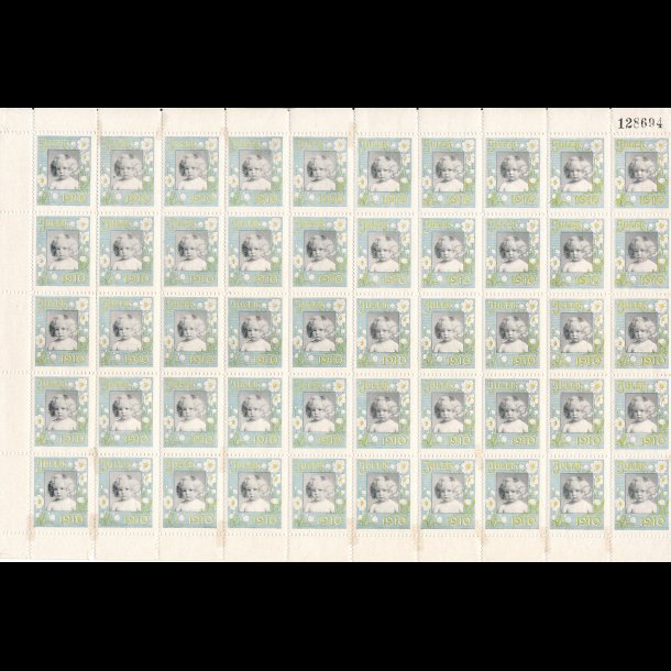 1910, Barnehoved, helark, ufoldet, komplet med margin,