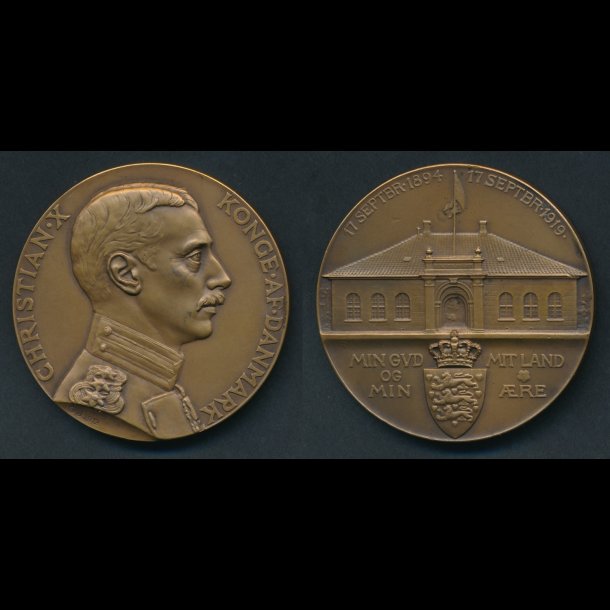 1919 Christian X, bronze, 51 mm, 77 gr, 01   - Gunnar Jensen,