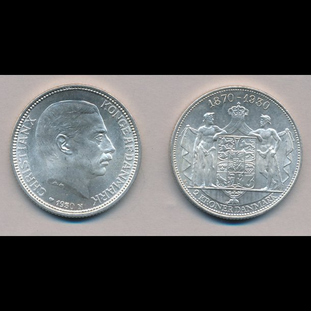 1930, 2 kroner, Christian X 60 rs fdselsdag, 0,