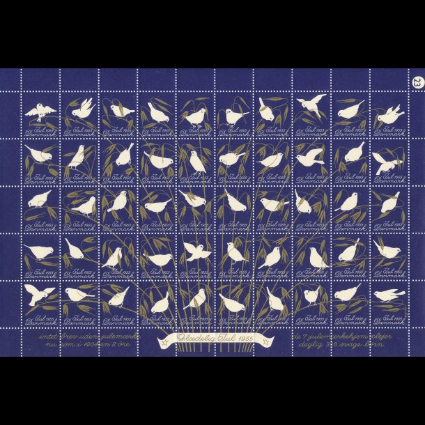 1955, Spurve og juleneg, helark, ufoldet, fejl i gummi,