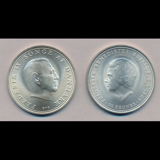 1968, 10 kroner, Prinsesse Benediktes bryllup med Prins Richard, 0,