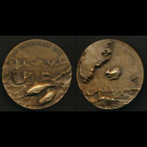 1982, Island, 1000 ret for Erik den Rde, bronze, 70 mm, A. Nyborg