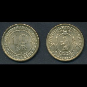 Kryolith Mine & Handelsselskab, 10 kroner, 1922, gul, 0
