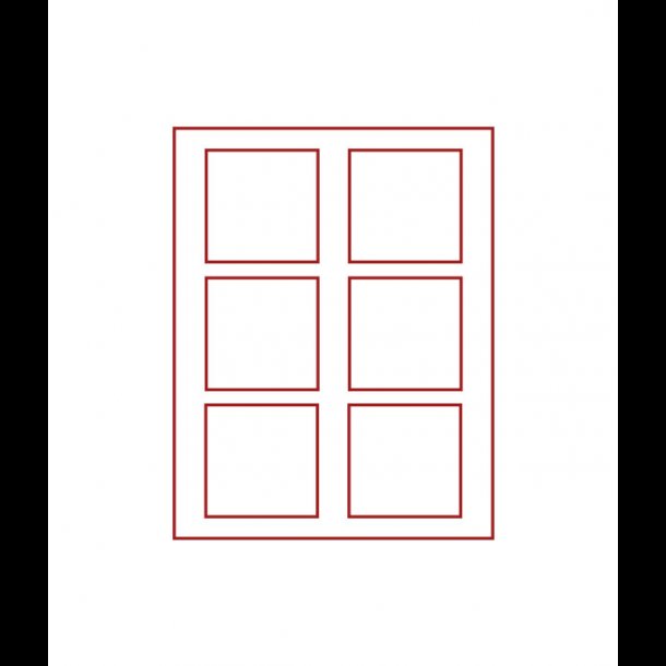 D-box, 85 x 85, 6 rum,  (rd, klar lg 2806 / mrkerd, rgfarvet lg 2856)