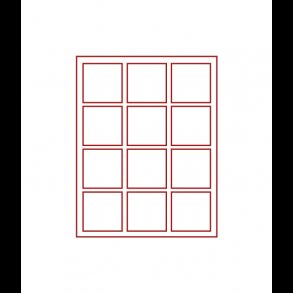 D-box, 66 x 66, 12 rum,  (r�d, klar l�g 2812 / m�rker�d, r�gfarvet l�g 2862)