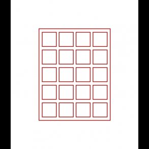 D-box, 47 x 47, 20 rum, (r�d, klar l�g 2820 / m�rker�d, r�gfarvet l�g 2870)