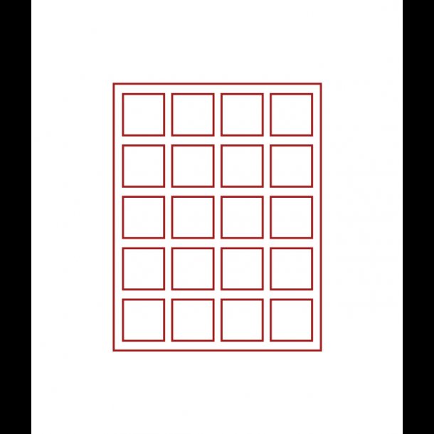 D-box, 47 x 47, 20 rum, (rd, klar lg 2820 / mrkerd, rgfarvet lg 2870)