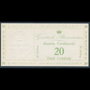1941, Grnland, 20 skilling, Handels Vrdimrke, 0, NEDSAT fra 3.000,-kr,
