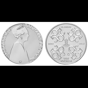 2022, 500 kroner, Dronning Margrethe II, 50 rs regerings jubilum, slvmnt,