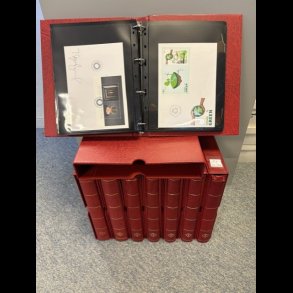 K�mpe samling danske f�rste dags kuverter i bind med kassetter, katalogv�rdi godt 17.800,-kr