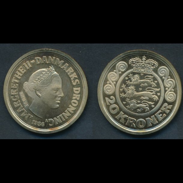 GP 37A, prvemnt 1986, 20 kroner, 0 / M, lys patina,