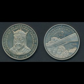 Luxemburg 1992, 5 ecu, 40 rs europaparlament, cuni, proof