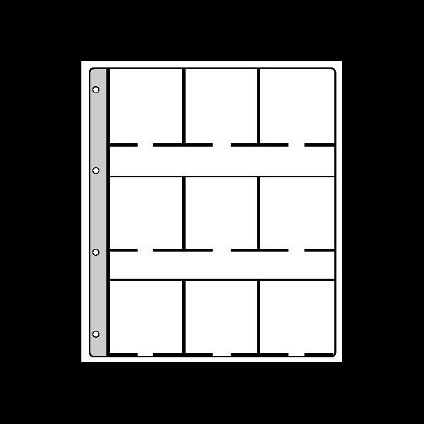 Mntholderblad, 9 rum, super, 67 x 67 mm mntholder, 280 x 235 mm bladside, 10 stk, 8312