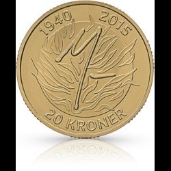 2015, 20 kroner,  Margrethe II 75 rs fdselsdag, ucirkuleret