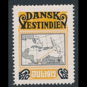 1912, Dansk Vestindien, Landkort, enkeltm�rke, **, meget begr�nset lager,