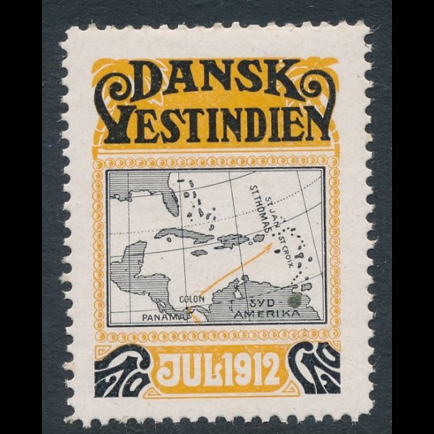 1912, Dansk Vestindien, Landkort, enkeltmrke, **, meget begrnset lager,