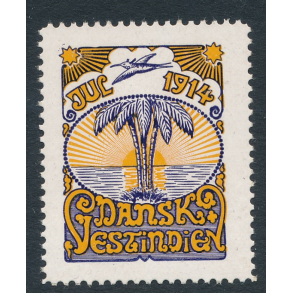 1914, Dansk Vestindien, Palmer og solopgang, enkeltm�rke, fremst�r med h�ngselsspor,