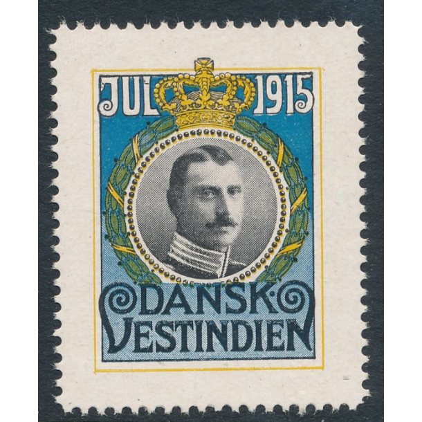 1915, Dansk Vestindien, Christian X, enkeltmrke, *, fremstr med hngselspor,