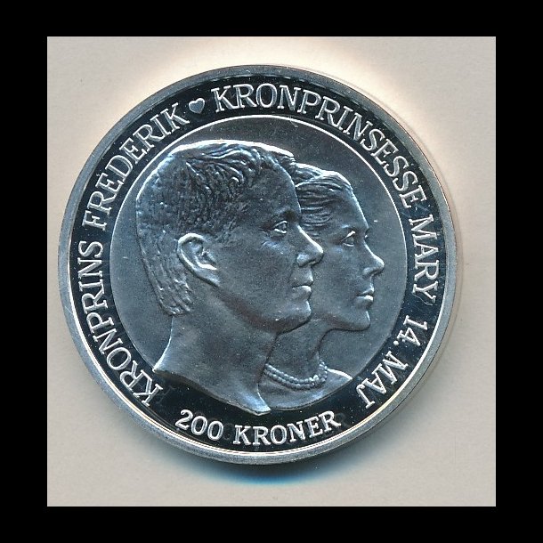 2004, 200 kroner, Kronprinseparrets bryllup, slvmnt,