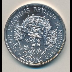 1995, 200 kroner, Prins Joachims bryllup med Prinsesse Alexandra, slvmnt,