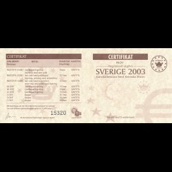 2003, Sverige, 1,2,5,10,20,50 cent, 1,2,5 euro, diverse metaller, i ske-brun