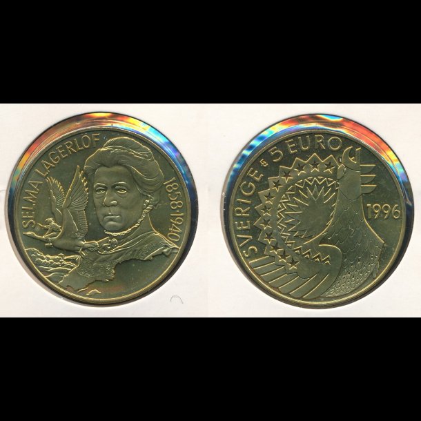 1996, Sverige, 5 EURO, Selma Lagerlf, cuni, proof