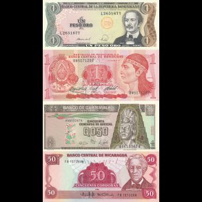 Mellemamerika, Dominikanske rep, Guatemala, Honduras & Nicaragua- 4 sedler, 1635, *