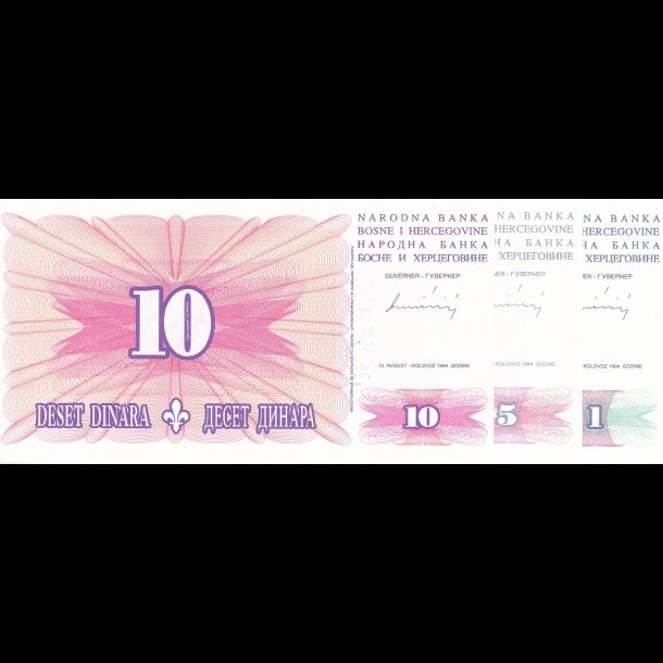 Bosnien Hercegovina, 1, 5 og 10 dinar, 1754, *