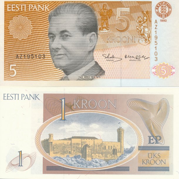 Estland, 1 krooni,  5 krooni, 1817, *