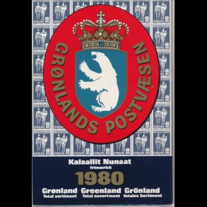 1980, Grnland, rsmappe, postpris 21,90 kr, TILBUD, fr 20,-kr