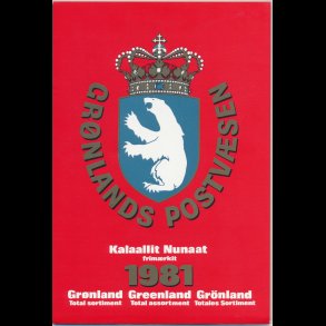 1981, Grnland, rsmappe, postpris 40,10 kr, KMPE prisreducering, fr 30,-kr