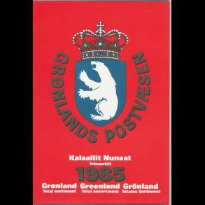 1985, Grnland, rsmappe, postpris 41,50kr, KMPE prisreducering, fr 40,-kr