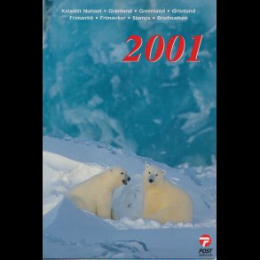 2001, Grnland, rsmappe, postpris 181,25 kr, KMPE prisreducering, fr 170,-kr