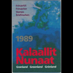 1989, Grnland, rsmappe, postpris 50,40kr, KMPE prisreducering, fr 40,-kr