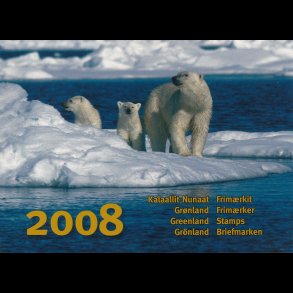 2008, Grnland, rsmappe, postpris 334,25kr, KMPE prisreducering, fr 320,-kr