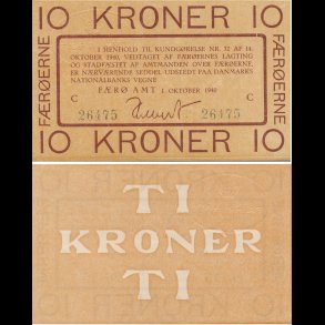 1940, F�r�erne, 10 kroner, 26475, 01, Sieg 17, Pick 11