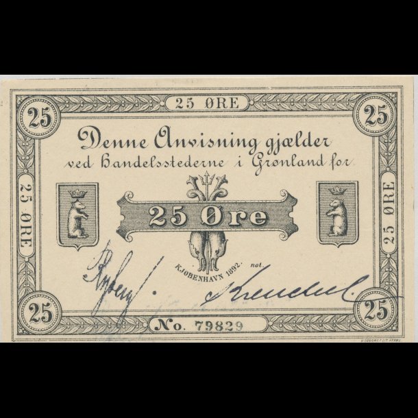 1892, Gr�nland, 25 �re, 79829, 0, Sieg 46B, Pick 2B