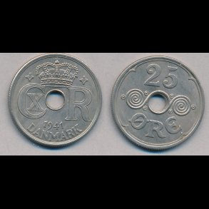 1941, Frerne, 25 re, 1+, NEDSAT fra 145.-kr,