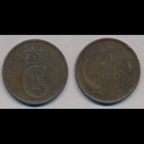 1884, 5 re, 1+, med smskader,