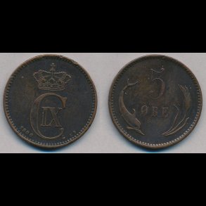 1890, 5 re, 1, med sm kantskader,