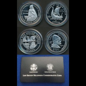 2000, Island, 1 dollar og 1000 kronur, 1000 ret for Leifur Eiriksson opdagelse af Nord-Amerika