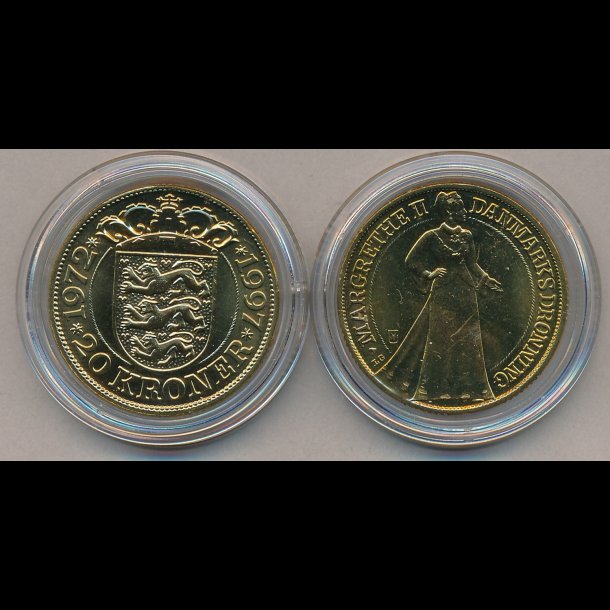 prøve sadel Landmand 1997, 20 kroner, Margrethe II 25-års regeringsjubilæum - 20 kroner  erindringsmønter - samlerforum