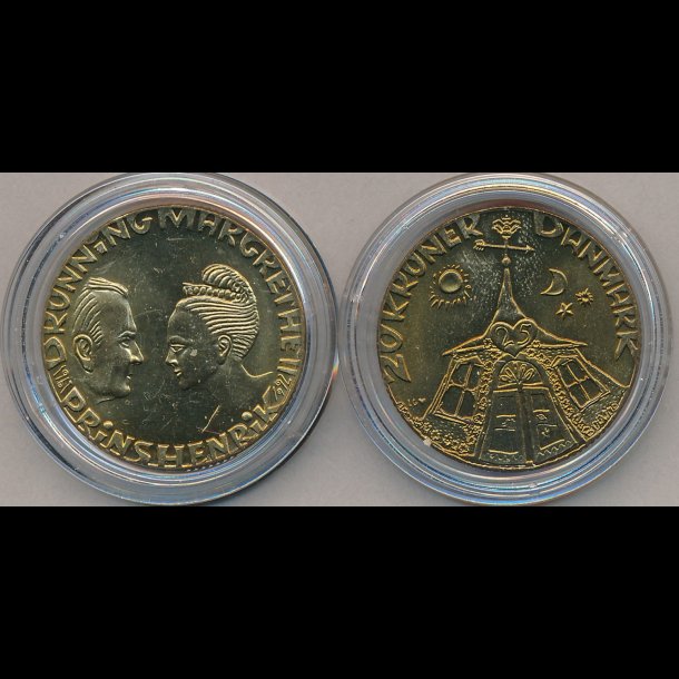 1992, 20 Margrethe II og Prins Henrik's sølvbryllup, - kroner erindringsmønter samlerforum